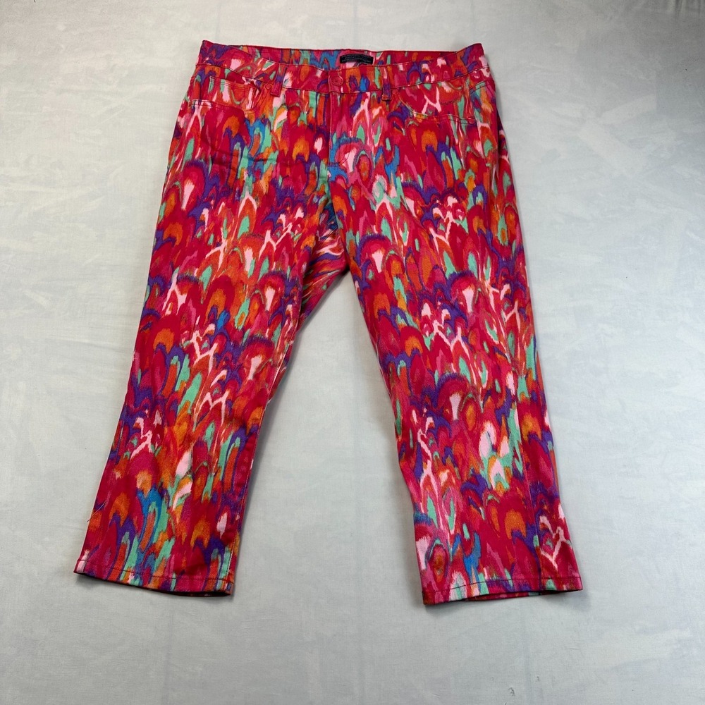 Bandolino Capri Jeans Womens 14 Multi Abstract Print Denim Stretch Comfort Fit